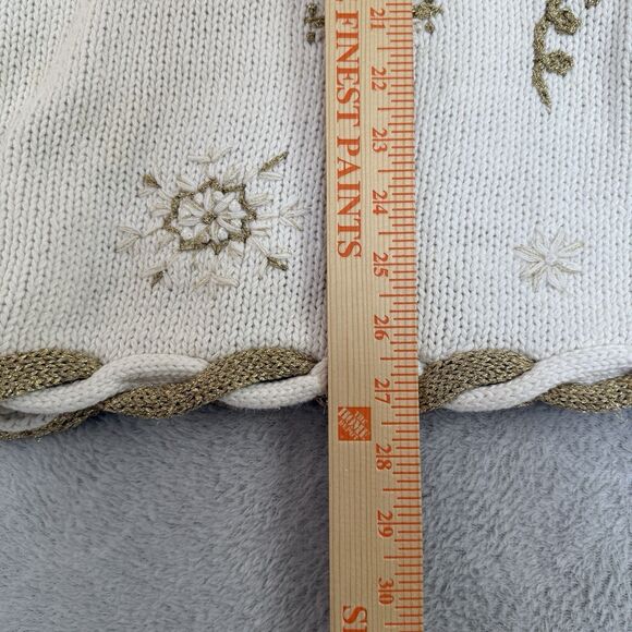 Vtg Snowflake Sweater XL Cream Gold Metallic Woven Knit Holiday Winter Grandma - Picture 11 of 15